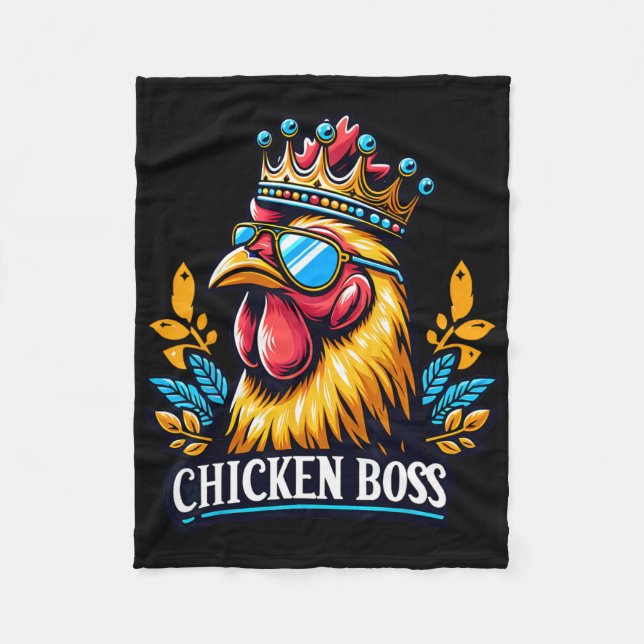 Chicken Boss With Crown  Fleece Blanket (Front)