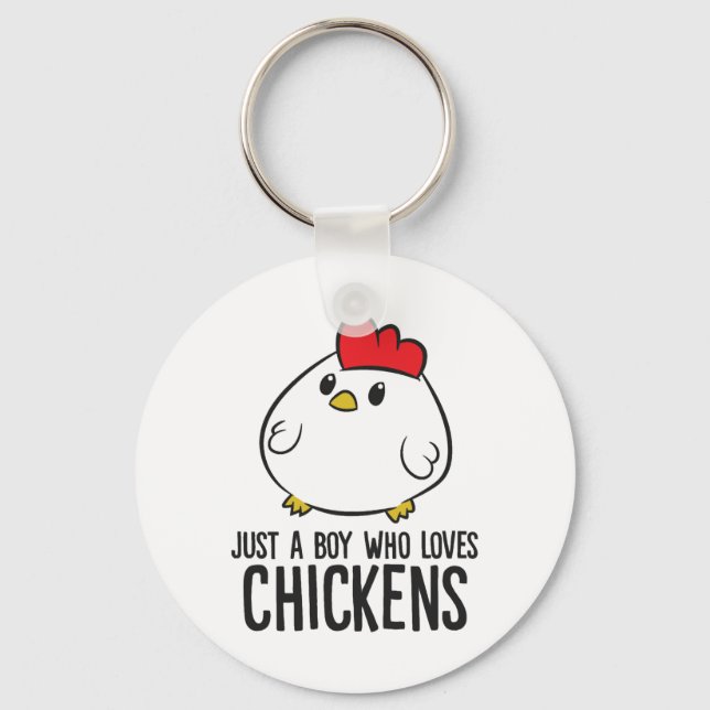 Chicken Boy Just a Boy Who Loves Chickens Key Ring (Front)