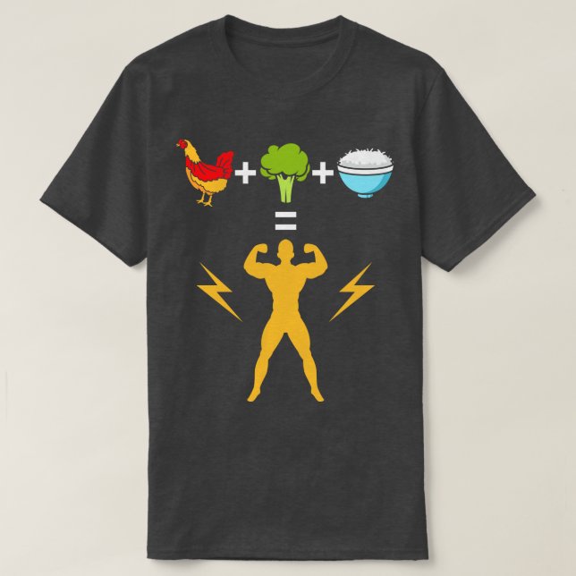 Chicken Broccoli and Rice bodybuilder T-Shirt (Design Front)