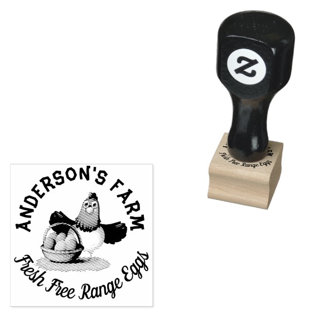 Chicken Business Funny Custom Family Farm Egg Rubber Stamp (Stamped)