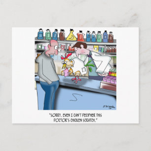 Chicken Can’t Decipher Doctor’s Chicken Scratch Postcard