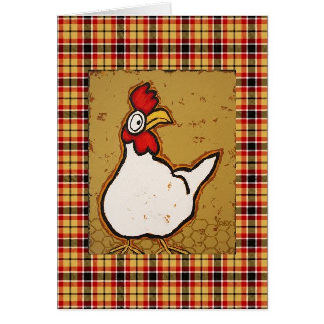 Chicken card with plaid (Front)