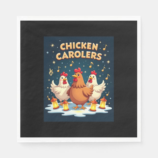 Chicken Carolers Napkin (Front)