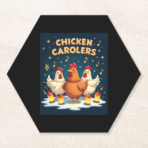 Chicken Carolers Paper Coaster