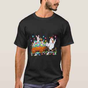 Chicken Carrying Bunnies Easter Chocolate Eggs Col T-Shirt
