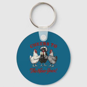 Chicken Cheers To The New Year  Key Ring