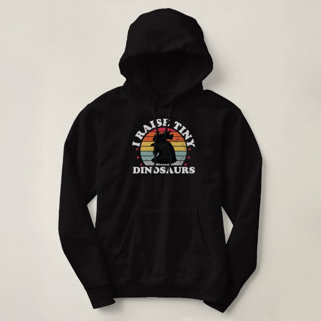 Chicken Chick I Raise Tiny Dinosaurs Funny Chicken Hoodie (Design Front)