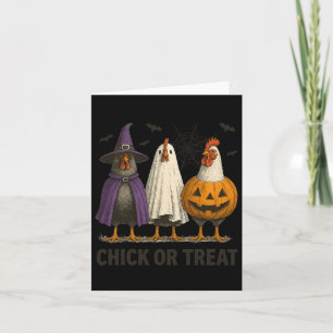 Chicken Chick Or Treat Funny Halloween Costume Far Card
