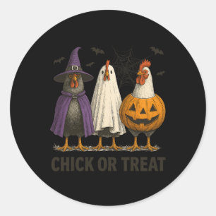 Chicken Chick Or Treat Funny Halloween Costume Far Classic Round Sticker