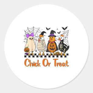 Chicken Chick Or Treat Funny Halloween Costume Far Classic Round Sticker