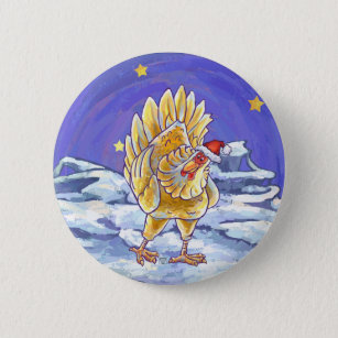Chicken Christmas 6 Cm Round Badge