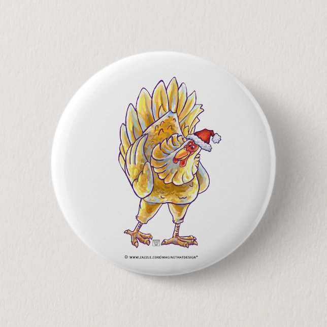 Chicken Christmas 6 Cm Round Badge (Front)