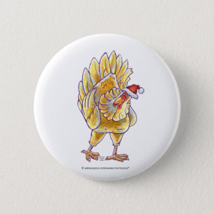 Chicken Christmas 6 Cm Round Badge