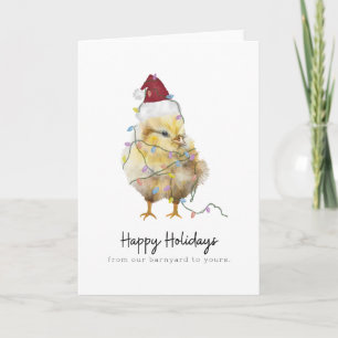 Chicken Christmas baby chick blank card