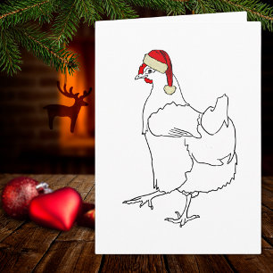 Chicken Christmas cute hen drawing  Card