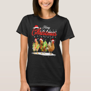 Chicken Christmas Fairy Lights Merry Xmas Chicken T-Shirt