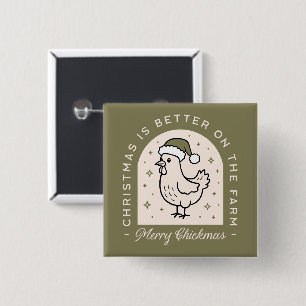 Chicken Christmas homestead farm cottagecore green 15 Cm Square Badge
