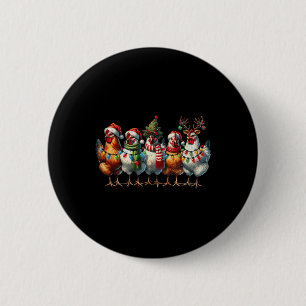 Chicken Christmas Lights Farm Animal Cute Xmas Hol 6 Cm Round Badge