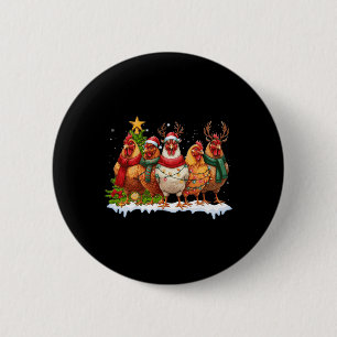 Chicken Christmas Lights Farm Animal Cute Xmas Men 6 Cm Round Badge