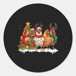 Chicken Christmas Lights Farm Animal Cute Xmas Men Classic Round Sticker