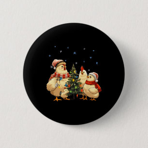 Chicken Christmas Lights Farm Animal Funny Xmas Me 6 Cm Round Badge