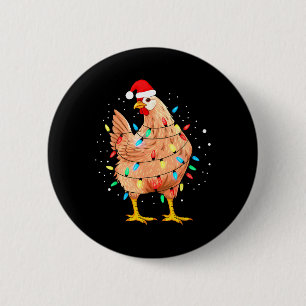 Chicken Christmas Lights Farm Animal Funny Xmas Me 6 Cm Round Badge