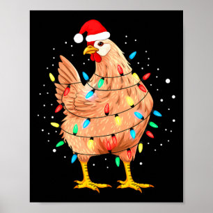 Chicken Christmas Lights Farm Animal Funny Xmas Me Poster