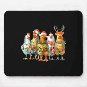 Chicken Christmas Lights Farm Animal Holiday Mouse Pad