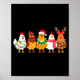 Chicken Christmas Lights Farm-girl Animal Lover Ro Poster