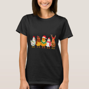 Chicken Christmas Lights Farm-girl Animal Lover Ro T-Shirt