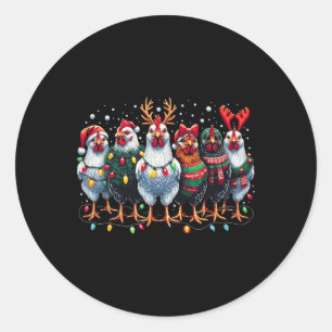 Chicken Christmas Lights Farm Xmas  Classic Round Sticker