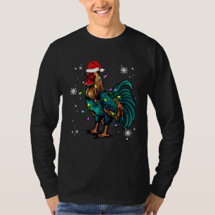Chicken Christmas Lights Led Santa Hat Christmas T-Shirt