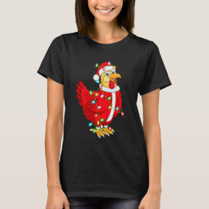 Chicken Christmas Lights Santa Costume Cute Animal T-Shirt