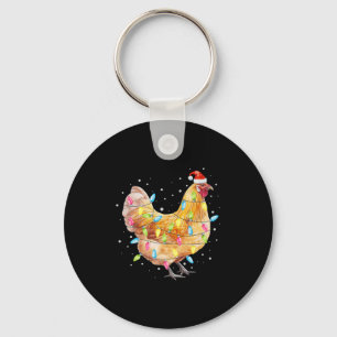 Chicken Christmas Lights Santa Hat Chicken Farm An Key Ring