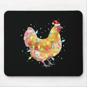 Chicken Christmas Lights Santa Hat Chicken Farm An Mouse Pad