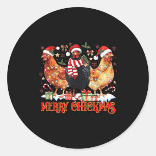Chicken Christmas Merry Chickmas Santa Claus Hat F Classic Round Sticker