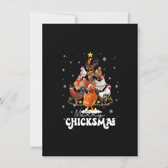 Chicken Christmas Merry Chickmas Santa Claus Hat F Invitation (Front)