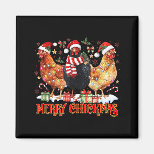 Chicken Christmas Merry Chickmas Santa Claus Hat F Magnet