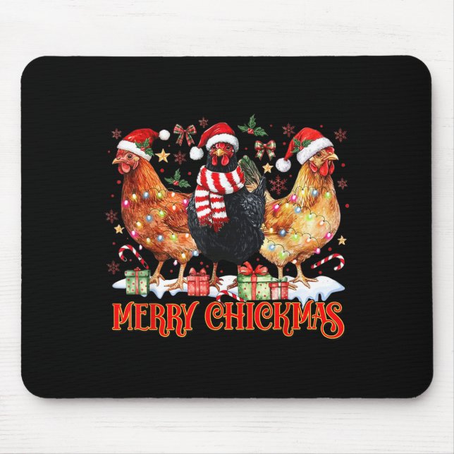 Chicken Christmas Merry Chickmas Santa Claus Hat F Mouse Pad (Front)