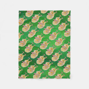 Chicken Christmas On Green Fleece Blanket