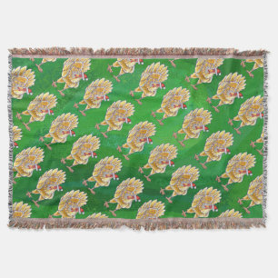 Chicken Christmas On Green Throw Blanket