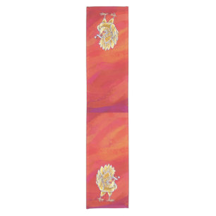 Chicken Christmas On Red Short Table Runner