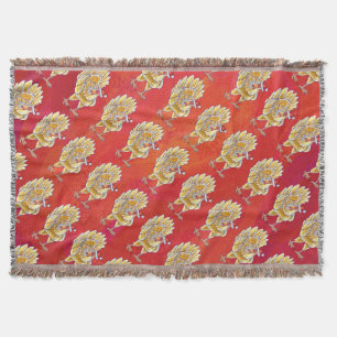 Chicken Christmas On Red Throw Blanket
