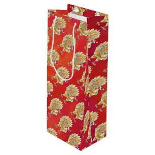 Chicken Christmas On Red Wine Gift Bag