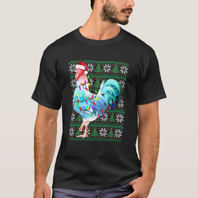 Chicken Christmas Pajama Light Sweater Xmas (Front)