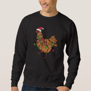 Chicken Christmas Santa  Christmas Lights Chicken Sweatshirt