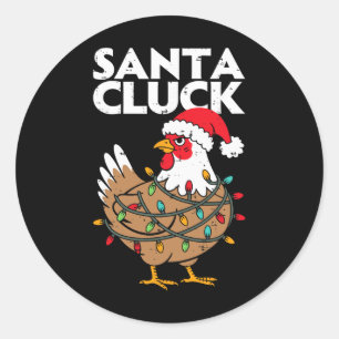 Chicken Christmas Santa Funny Holiday Men Women Ki Classic Round Sticker