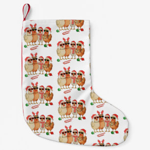 Chicken Christmas Santa Hat Farm Family Xmas Small Christmas Stocking