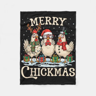 Chicken Christmas Santa Hat Merry Chickmas Xmas Fa Fleece Blanket