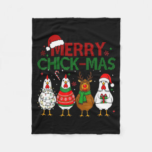 Chicken Christmas Santa Hat Merry Chickmas Xmas Fa Fleece Blanket